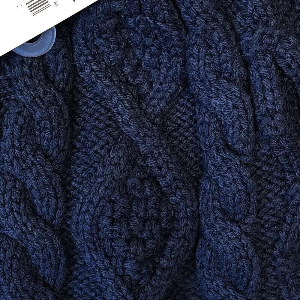 Hanna Andersson Cable Knit Navy Winter Hat With Pom Pom Kids 3-6 Yrs NWT Beanie